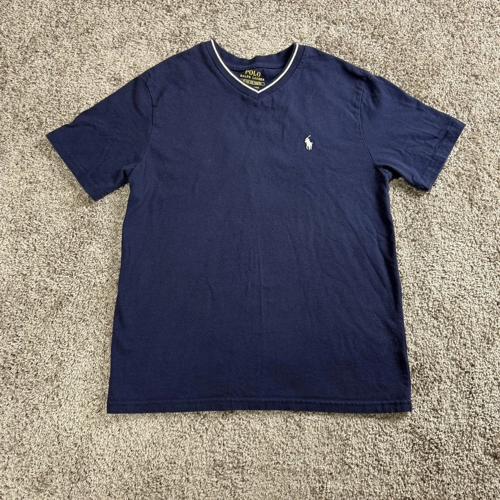 Polo Ralph Lauren Boys Shirt Medium 10-12 V Neck Pony Youth Top Old Money Preppy